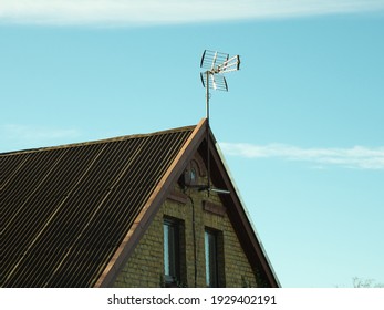 TV Antenna In The Attic Of The House.