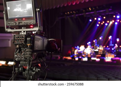 Tv Camera In A Concert Hall
