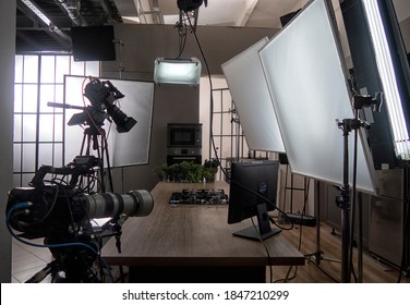 tv camera in the studio of the culinary program.