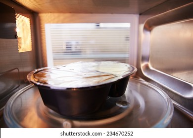 TV Dinner Cooking Inside Microwave Oven