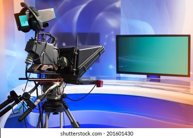 TV NEWS Studio With Camera And Lights 