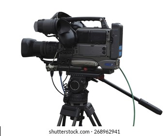 TV Professional Studio Digital Video Camera Isolated On White Background