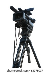 TV Professional Studio Digital Video Camera Isolated On White Background