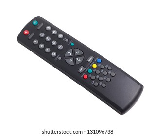 Tv Remote Control Black On White Clipping Path