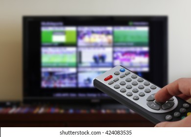 Tv Remote Control, Television With Sports Menu