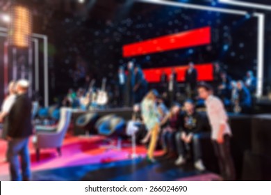 TV Show Filming Backstage Abstract Blur Background Shot With Shallow Depth Of Field