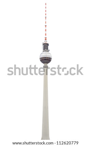 Tv tower or Fersehturm in Berlin isolated on white, clipping path included