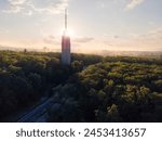 The TV tower in Sofia at sunset. It is located in the largest metropolitan park - Borisova gradina. During one of my evening walks, I was lucky enough to capture this unique sunset thanks to my drone.
