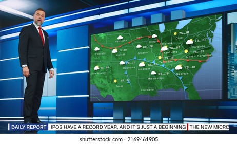 Tv Weather Forecast Program Professional Television Stock Photo ...