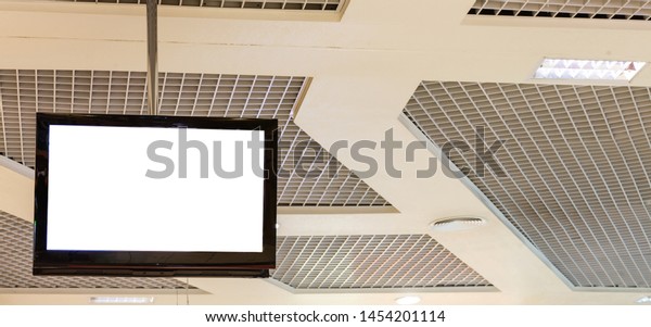 Tv White Screen Hanging Ceiling Store Stock Photo Edit Now