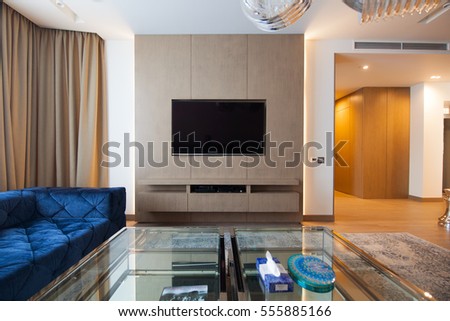 Tv Wooden Panel Living Room Stock Photo Edit Now 555885166