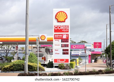 Tweed, New South Wales, Australia, January 19 2020:Shell Coles Petrol Station Australia