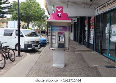 Tweed, New South Wales, Australia, January 19 2020: Telstra payphone wireless