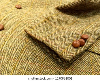 Tweed Wool Jacket. Yellow Background