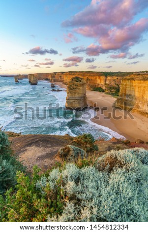 twelve apostles marine national park at sunset,great ocean road at port campbell, victoria, australia