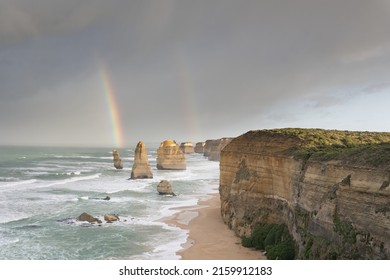 Twelve Apostles sunrise with rainbow, Great Ocean Road