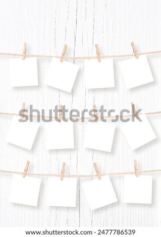 Twelve Blank Square Frames for Picture Hanging on Rope. My First Year. Baby Template. Clipping Path for Pictures Included