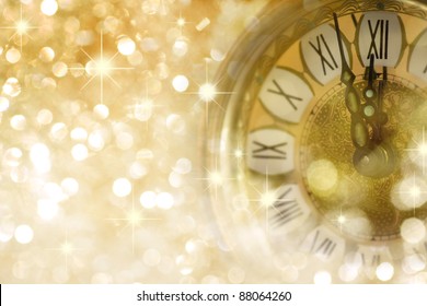 Twelve o'Clock on New Year's Eve in colored gold - Shutterstock ID 88064260