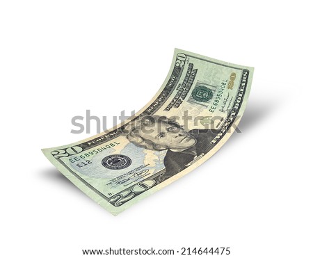 Twenty dollars banknote isolated on white background