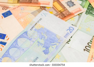 Twenty Euros Banknote On Euro Bills Background - Shutterstock ID 333334754