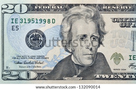 twenty paper dollars bill macro