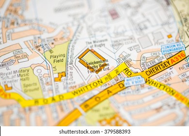 Twickenham Rugby Union Football Ground. London, UK Map.