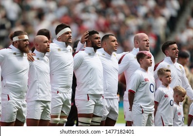 Twickenham, UK. 11th August 2019. The England Squad Line Up Ahead Of The Quilter International Match Between England And Wales