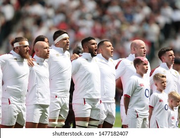 Twickenham, UK. 11th August 2019. The England Squad Line Up Ahead Of The Quilter International Match Between England And Wales