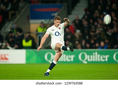 Twickenham, UK. 24th November 2018. England's Owen Farrell Kicks A Conversion During The Quilter International Rugby Match Between England And Australia