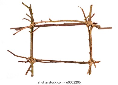 Twig Frame On White Background