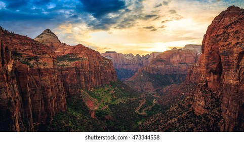 Twilight at Canyon Overlook, Zion National Park, Utah - Shutterstock ID 473344558