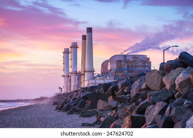 Twilight At The El Segundo, California Power Plant