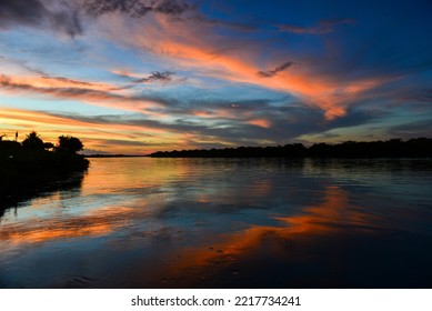 Twilight On The Guaporé - Itenez River From The Remote Village Of Versalles, Beni Department, Bolivia, On The Border With Rondonia State, Brazil