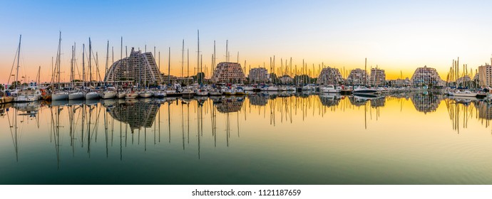 Twilight On The Marina Of La Grande-Motte In The Hérault In Occitania, France