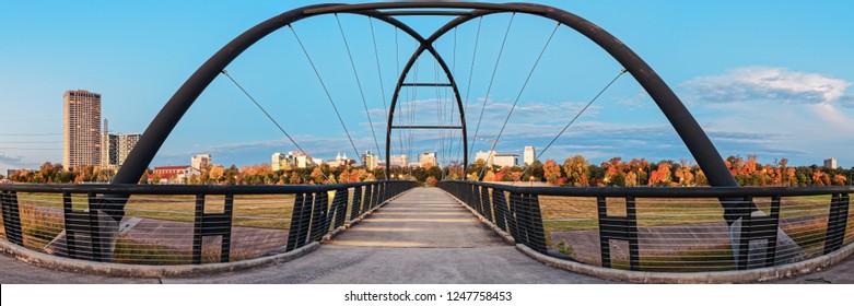 Twilight Panorama Of Bill Coats Bridge Over Brays Bayou - City Of Houston Texas Medical Center