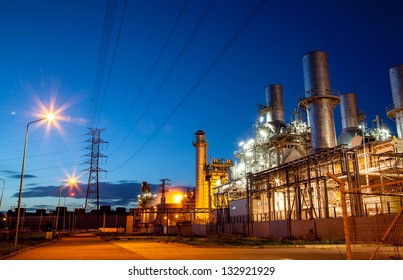 Twilight photo of power plant - Shutterstock ID 132921929