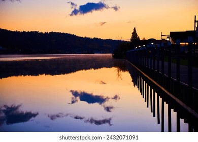 Twilight Serenity at Lakeside Pier with Reflection - Powered by Shutterstock