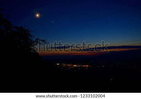 Twilight in Shenandoah National Park overlooking town