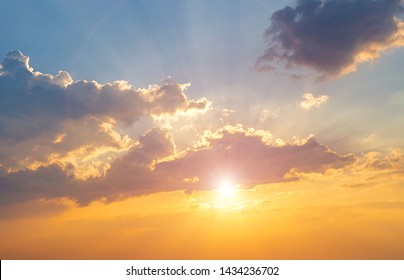 Twilight sky background. Colorful Sunset sky and cloud. vivid sky in twilight time background. Fiery orange sunset sky. Beautiful - Shutterstock ID 1434236702