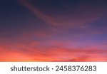 Twilight Sky Backgrounds, Evening sky with colorful Red, Orange, Purple Sunset Clouds on Dark blue sunlight, Dusk sky Summer 