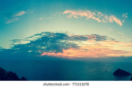 Twilight sky clouds with ocean
