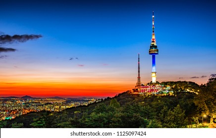 Twilight Sky At Namsan Mountain Seoul Korea