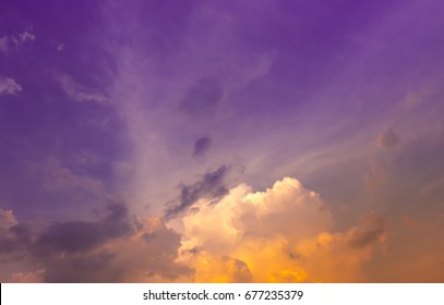Twilight Sky With Purple Sky And Orange Clouds