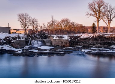 Twilight Sunset Over The Mohawk River In Upstate New York