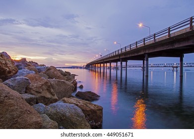 Twilight view of the bridge 