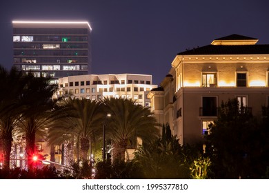 Twilight View Of The Skyline Of Downtown Irvine, California, USA.