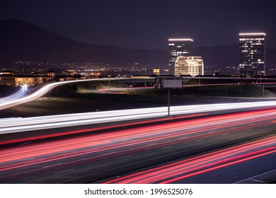 Twilight View Of The Skyline Of Downtown Irvine, California, USA.