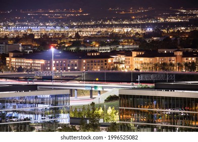 Twilight View Of The Skyline Of Downtown Irvine, California, USA.