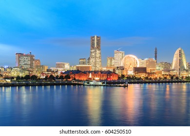 Twilight view of Yokohama bay in japan