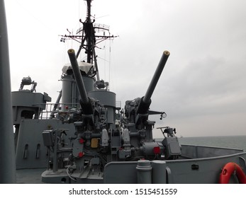 Twin, 3 Inch, Anti Aircraft Guns, Of A Fletcher Class, World War II, Destroyer